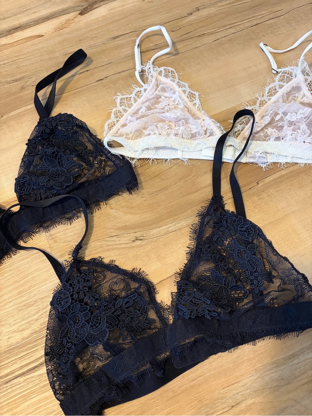 Lover’s + Friends Lace Bralettes — Black & Blush
